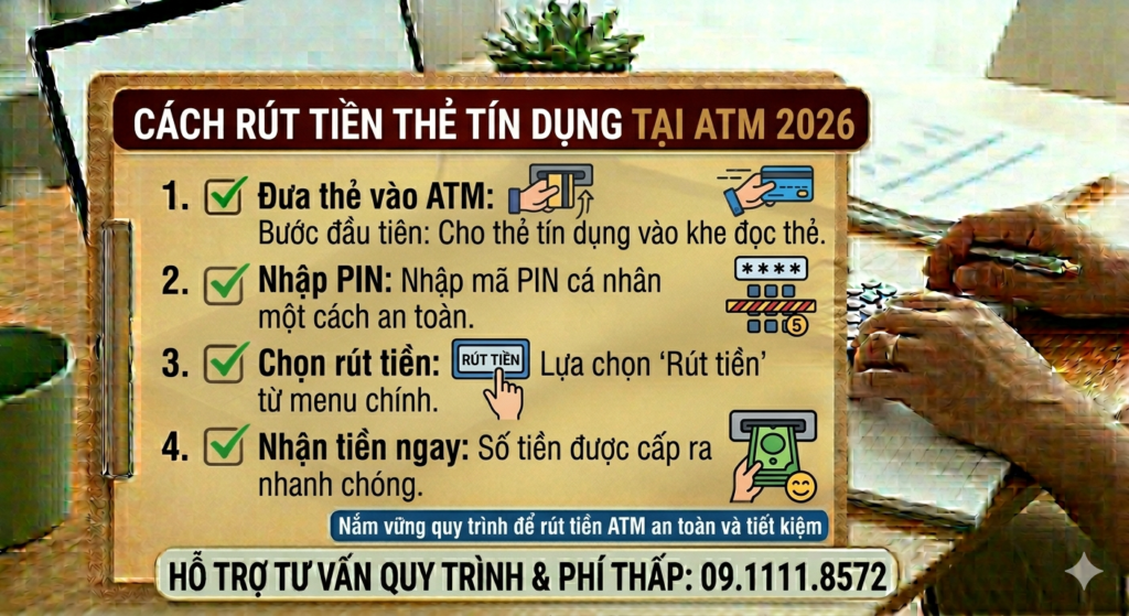 Hướng dẫn cách rút tiền thẻ tín dụng tại ATM đơn giản và các lưu ý quan trọng