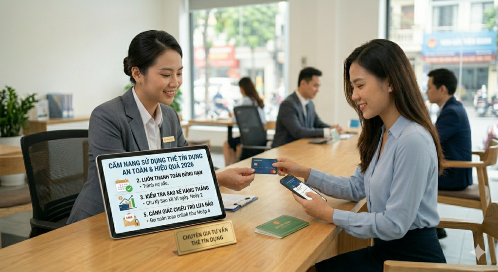 Các nguyên tắc sử dụng thẻ tín dụng an toàn và hiệu quả năm 2026 dành cho người mới bắt đầu, bao gồm bảo mật mã CVV, thanh toán đúng hạn và quản lý hạn mức chi tiêu thông minh để tránh nợ xấu.