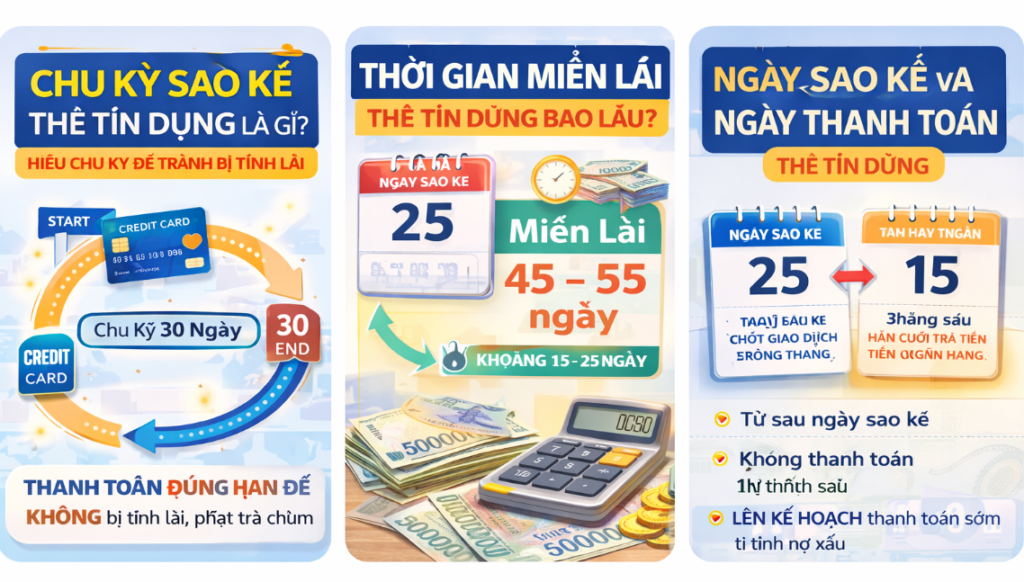 Cách tính chu kỳ thời gian ngày sao kê thẻ tín dụng