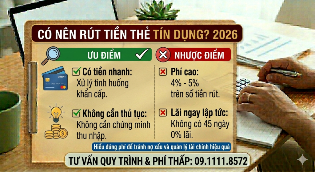 Giải đáp có nên rút tiền thẻ tín dụng không và các rủi ro chi phí cần biết