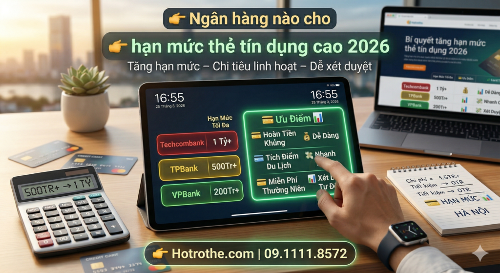 Ngân hàng nào cho hạn mức thẻ tín dụng cao giúp tăng khả năng chi tiêu và linh hoạt tài chính năm 2026