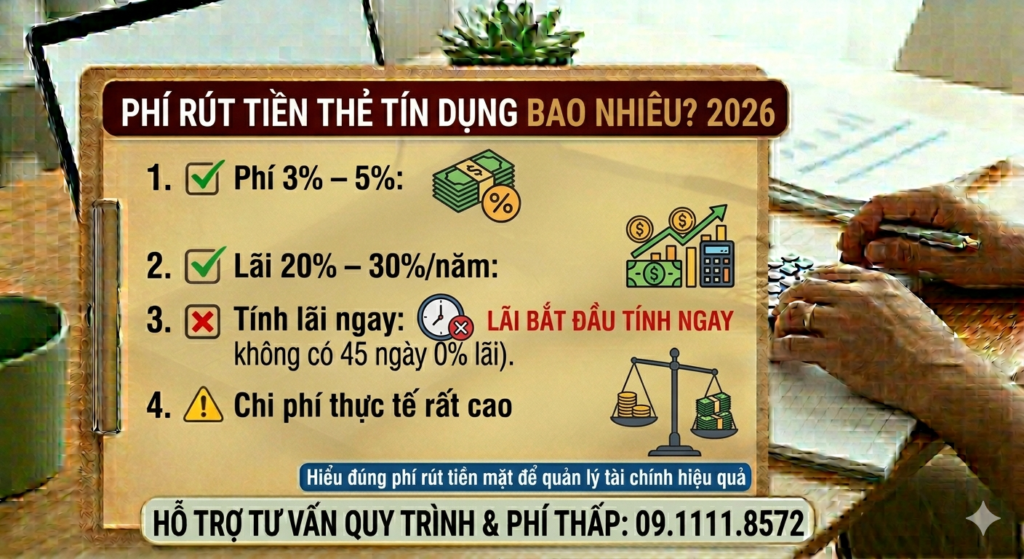 Cập nhật phí rút tiền thẻ tín dụng và cách tính chi phí thực tế năm 2026