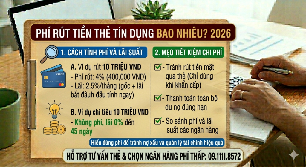 Phí rút tiền từ thẻ tín dụng là bao nhiêu