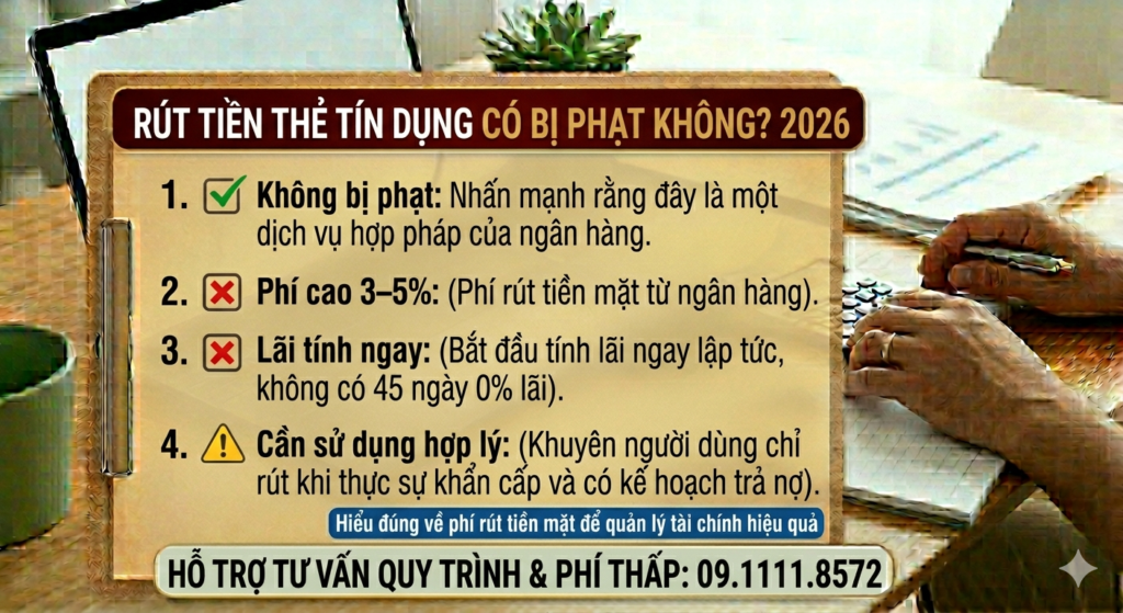 Giải đáp rút tiền thẻ tín dụng có bị phạt không và các chi phí thực tế cần biết