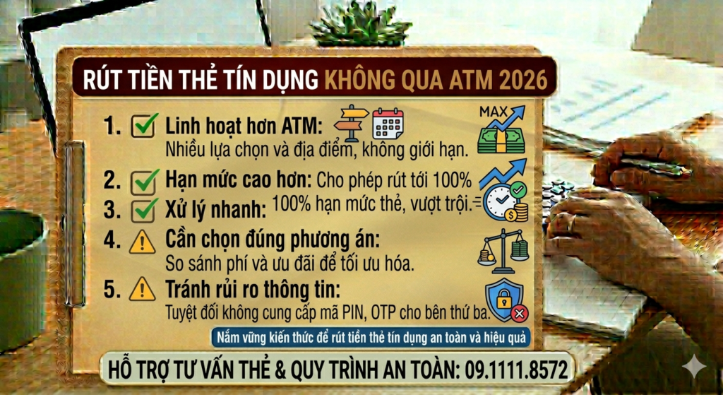 Giải thích rút tiền thẻ tín dụng không qua ATM là gì và có an toàn không