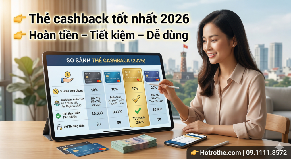 Thẻ tín dụng cashback tốt nhất 2026 giúp hoàn tiền khi chi tiêu và tiết kiệm tài chính hiệu quả