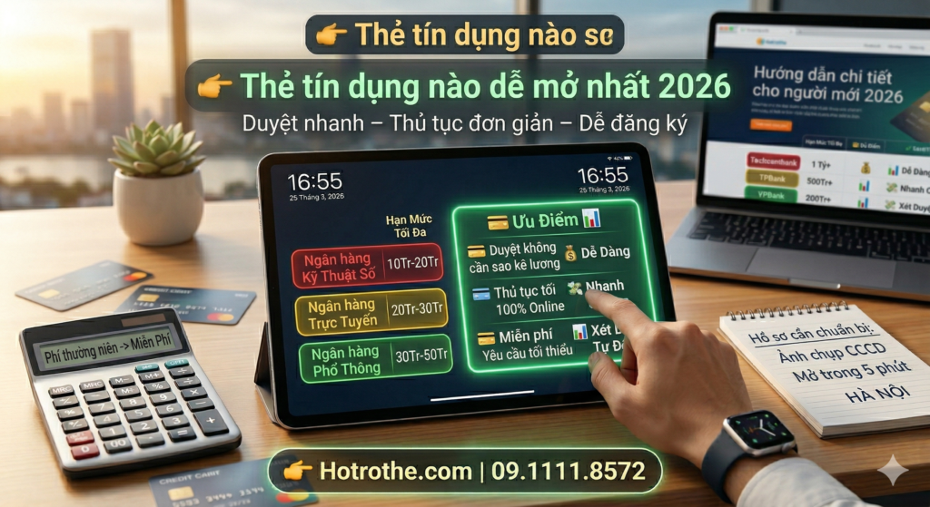 Thẻ tín dụng nào dễ mở nhất 2026 với thủ tục đơn giản và tỷ lệ duyệt cao cho người mới