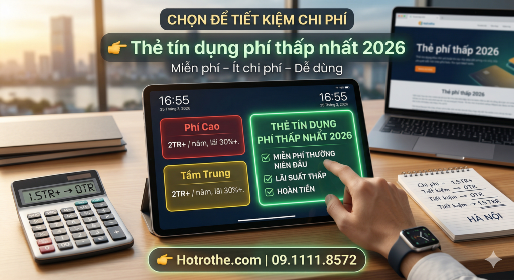 Thẻ tín dụng phí thấp nhất 2026 giúp tiết kiệm chi phí thường niên và tối ưu tài chính cá nhân